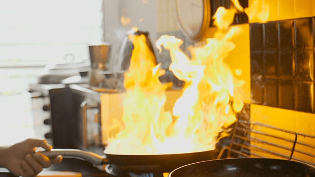 Cooking oil fire in the home